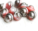 8x10mm Pink Saucer czech glass beads, UFO shape - 12Pc