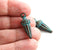 2pc Long Spike Ornament jewelry charms, green patina 25mm