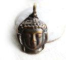 Buddha face pendant bead Antique brass