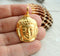 Gold colored Buddha face pendant, 1pc