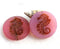 2Pc Seaglass Pink Seahorse bead, czech Picasso glass beads - 23mm