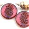 2Pc Seahorse beads - Lilac Pink Picasso glass beads - 23mm