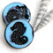 2Pc Seahorse bead - Blue and Black czech glass beads - 23mm