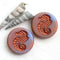 2Pc Large Seahorse czech glass beads - Mixed Blue Pink, Copper inlays