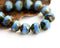9mm Milky Cornflower Blue czech beads, picasso round cut fire polished nugget - 12Pc
