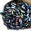 TOHO Bugle Seed beads, 3mm, Metallic Rainbow Iris, N 86, Dark Blue - 10g