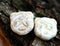 22mm Panda face beads, white with golden inlays, czech glass pendant bead - 1pc