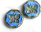 1pc Blue Butterfly Extra large pendant beads czech glass - 26mm