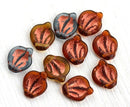 14x12mm Leaf beads mix, czech glass brown leaves - 10Pc