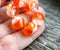12mm Orange glass beads Czech glass Orange White beads  - 4Pc