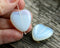 24x22mm Opal Blue heart focal beads czech glass - 3Pc