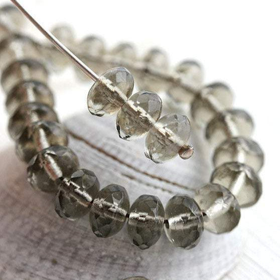 4x7mm Czech spacer beads, Grey glass rondelle beads - 4x7mm
