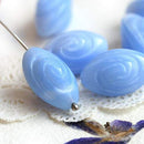 19mm Large Opaque Blue oval czech glass beads - 6Pc