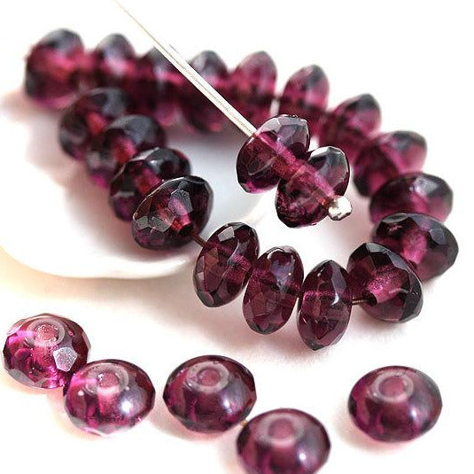 4x7mm Dark purple spacer beads czech glass 25pc