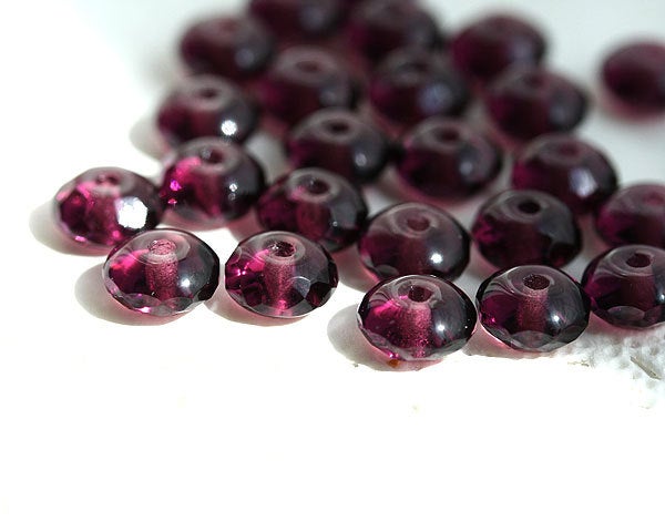 4x7mm Dark purple spacer beads czech glass 25pc