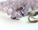 4x7mm Light pink glass beads Czech spacer striped pink - 25pc
