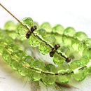 4x7mm Light green rondelle beads Green czech glass rondels - 25pc