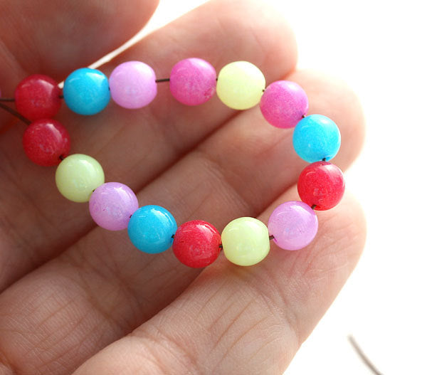 6mm Multicolor bright beads mix, Czech glass round spacers - 50Pc