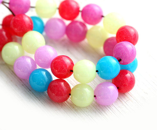 6mm Multicolor bright beads mix, Czech glass round spacers - 50Pc