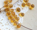 Amber yellow small czech glass drop beads for jewelry making craft