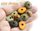 16mm Ceramic rondelle Beads mix in Earthy colors 12pc