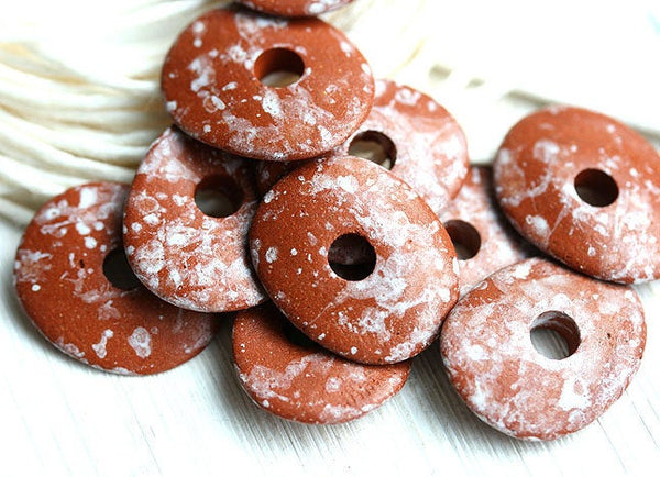 16mm Terracotta Brown cornflake rondelle Ceramic beads 10pc