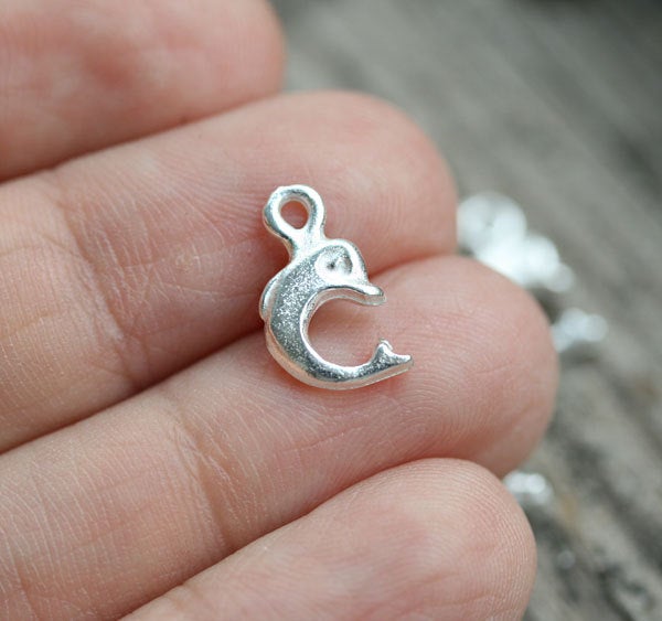 6pc Silver small baby Dolphins charms