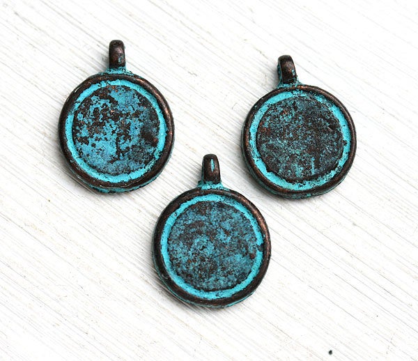 3pc Scorpio Zodiac charm Patina on copper Horoscope 15mm