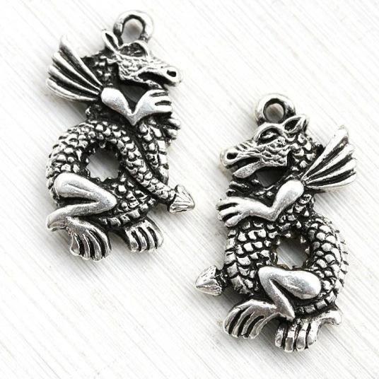 Antique silver dragon pendant