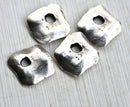 4pc Antique silver square Cornflake chunky charms 13mm