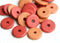 25Pc Red Orange Ceramic rondelle beads, 13mm