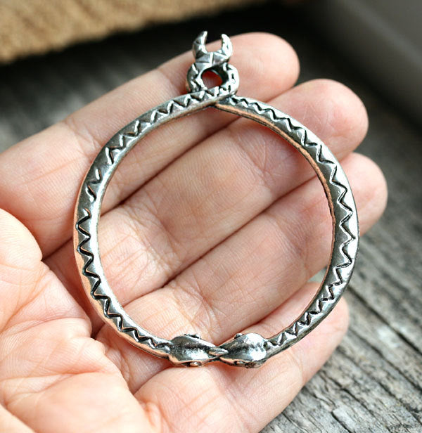 Antique silver Circle of snakes pendant