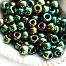 6/0 Toho seed beads, Higher Metallic Iris Green N 507 - 10g