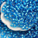 11/0 TOHO seed beads, Inside Color Rainbow Crystal Montana Blue Lined N 23C - 10g