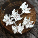 6pc Silver tone small Butterfly beads