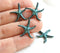 4pc Green Patina Starfish metal charms 18mm