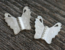 2pc Silver tone large Butterfly beads