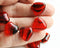 16mm Red Heart beads, top drilled, czech glass - 8Pc