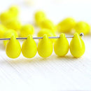 20pc Yellow Teardrop beads, opaque yellow czech Glass drops - 6x9mm