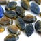 12x7mm Autumn leaf beads, Blue yellow 12x7mm Czech glass leaves - 50pc