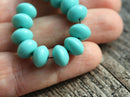 6x9mm Turquoise rondelle beads donuts Czech glass rondels - 20pc
