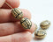 6Pc Ladybug beads, Beige and black inlays