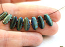 20Pc Dagger beads, scalloped picasso beads, Rustic Turquoise - 13mm