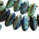 20Pc Dagger beads, scalloped picasso beads, Rustic Turquoise - 13mm