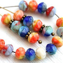50pc Bright beads mix, Czech glass spacers donuts - 6mm
