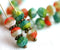 6x5mm Bright czech glass beads mix, Multicolored green orange fancy spacer donuts - 50pc
