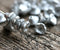 Silver Flower Cups, Silver czech glass beads, Matte silver small flowers, bell beads, 7x5mm - 25Pc - 0984