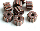 8pc Ceramic copper metalized wheel beads