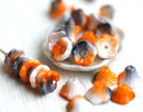 7x5mm Orange flower beads, tiny bell, floral czech glass beads - 25Pc