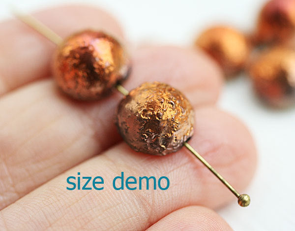 12x7mm Golden Dome czech glass beads, half sphere 10pc